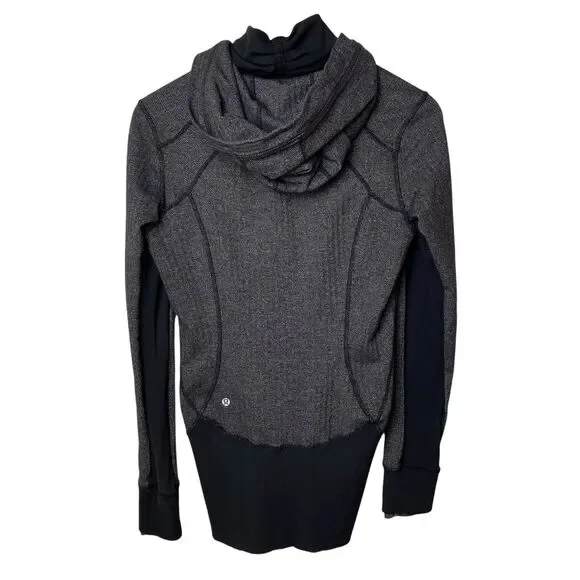 Lululemon Daily Practice Jacket Womens 10 Heathered Gray Black Zip Up Thumbholes - Picture 4 of 10